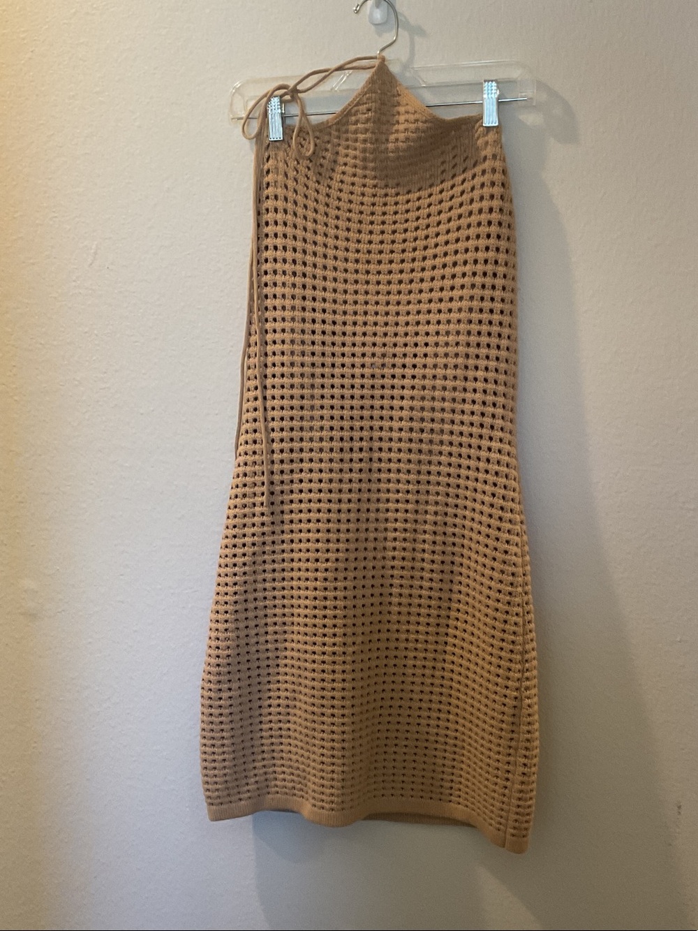 Reformation Camel Crochet Dress Size L